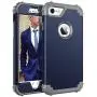 BENTOBEN Compatible with iPhone 8 Case and iPhone 7 Case 3 in 1 Hard Cover Hybrid Soft Silicone Bumper Shockproof Rugged Heavy Duty Slim Non-Slip Full Body Protective Phone Cases Navy Blue&Grey