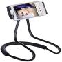 Flexible Long Arms Stand Clip Holder,Hanging on Neck Universal Mobile Phone Stand Loungers Bracket for Mobile Phone Tablet PC Desktop(Black)