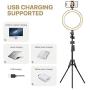 8" LED Selfie Ring Light with Tripod Stand & Phone Holder for Live Streaming & YouTube Video & Vlogs, Dimmable Makeup Ring Light for Photography, Shooting with 10 Brightness Level & 3 Light Modes