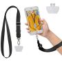 SS Phone Lanyard, Cell Phone Lanyard Key Chain Holder Adjustable Nylon Phone Wrist Strap Compatible with iPhone Samsung Any Smartphones-Black