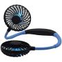 Portable Sports Neck Fan,USB Rechargeable 2000mAh Hands-Free Mini Fan, Pocket Fan, Travel Fan, Earphone Design Mini USB Fan,Wearable Necklance Fan with LED Double Wind Head (Blue)