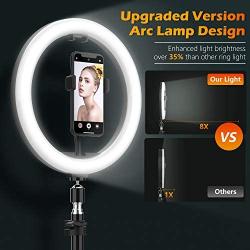 12" LED Selfie Ring Light with Tripod Stand & Cell Phone Holder for Live Streaming/YouTube Video/Vlogs, Dimmable Makeup Ring Light for Photography, Shooting with 10 Brightness Level & 3 Light Modes