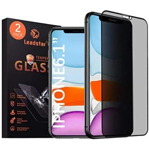 Leadstar Compatible iPhone 11 and iPhone XR Privacy Screen Protector 6.1 inch 3D Touch Anty Spy Tempered Glass Screen Protector for iPhone 11 XR (100% Case Friendly)