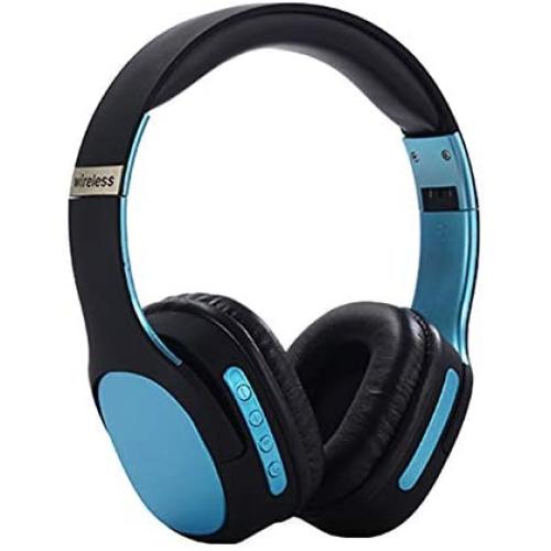 Wireless Headset with Mic,Foldable Bluetooth Headphone with 3.5mm Audio Jack for PC/iPhone/Android Smartphones Computers(Black+Blue)