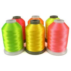 Sinbel Polyester Embroidery Thread 6 Neon Fluorescent Colors 1000Meters/1100Yards Per Spool for Brother Babylock Janome Singer Pfaff Husqvaran Bernina Machines