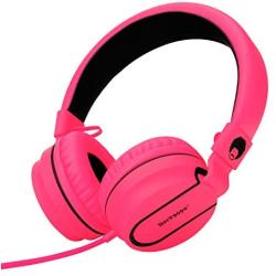 Rockpapa 950 Stereo Lightweight Foldable Headphones Adjustable Headband with Microphone 3.5mm for Cellphones Smartphones iPhone Tablets Laptop Computer Mp3/4 DVD Black Pink