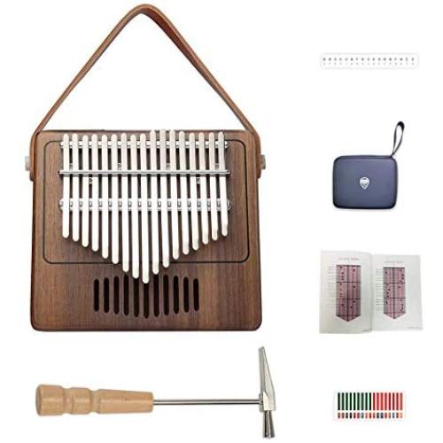 17 Key Kalimba Thumb Piano-Handmade Solid Walnut Wood Radio Type Kalimba as Gifts for Kids and Adults with Premuim Accessories (TK-R1)