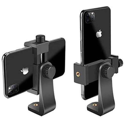 SharingMoment Premium Smartphone Holder/Vertical and Horizontal Tripod Mount Adapter Rotatable Bracket with 1/4 Inch Screw/Adjustable Clip for iPhone, Android Cell Phone, Selfie Stick, Camera Stand