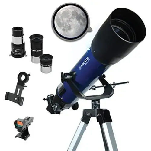 Meade Instruments – S102mm Aperture, Portable Beginner Refracting Astronomy Telescope for Kids & Adults – Bonus Smart Phone Adapter & Accessories Included - Adjustable Alt-azimuth (AZ) Manual Mount Meade Instruments – S102mm Aperture, Portable Beginner Refracting Astronomy Telescope for Kids & Adults – Bonus Smart Phone Adapter & Accessories Included - Adjustable Alt-azimuth (AZ) Manual Mount