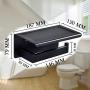 JOMAY Toilet Paper Holder with Shelf, Black SUS 304 Stainless Steel Tissue Roll Dispenser Storage with Phone Shelf for Bathroom Accessories