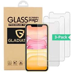 Gladiator 3 pack clear Tempered Glass Pro Screen Protectors for Apple iPhone 11 and iPhone XR- 6.1” with cleaning wipes. Anti-Scratch, Anti-Chip, HD Clarity