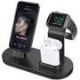 OLEBR 3 in 1 Charging Stand Compatible with iWatch Series 5/4/3/2/1, AirPods and iPhone Xs/X Max/XR/X/8/8Plus/7/7 Plus /6S /6S Plus(Original Charger & Cables Required) Black