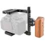 CAMVATE DSLR Video Camera Cage Stabilizer Rig with Wooden Handle for Canon Nikon Sony (Right Hand)