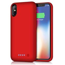 Feob Battery Case for iPhone XS/X/10, Rechargeable 6500mAh Portable Charging Case Extended Battery Pack Cover Power Bank Charger Case for iPhone Xs/X[5.8 inch]-Red