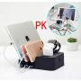 KeyEntre 6 Port USB Charging Station Multi Device USB Charging Dock Station HUB Desktop Charger Stand Organizer Compatible for iPhone ipad Airpods iwatch Kindle Tablet Multiple Devices, Black