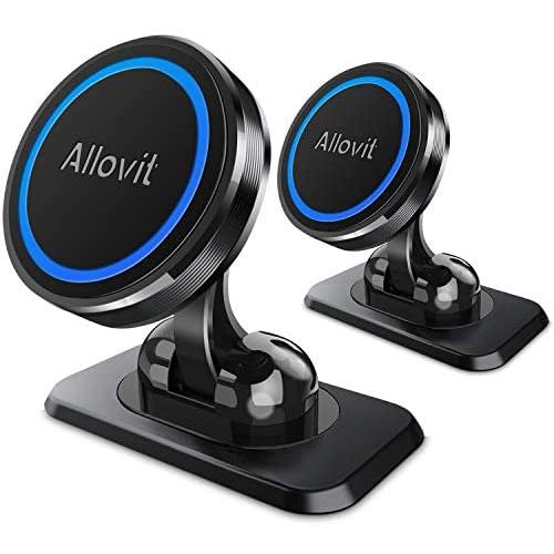 Magnetic Phone Car Mount, Allovit 2 Family Pack Universal CellPhone Holder for Car, 360° Adjustable Magnet Cellphone Holder Compatible with iPhone 11 Pro Xs Max XR X 8 7 Plus 6S SE, Galaxy S9 and More
