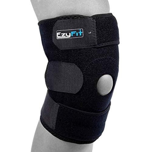 EzyFit Knee Brace Support for Arthritis, ACL, LCL, MCL, Sports Exercise, Meniscus Tear Injury Recovery - Side Stabilizers Open Patella - Best Comfort Fit Adjustable Neoprene Wrap - 3 Sizes