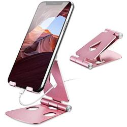 Adjustable Cell Phone Stand, Abdodar Aluminum Desktop Phone Holder Cradle Dock Fully Foldable, Compatible with All Mobile Phone