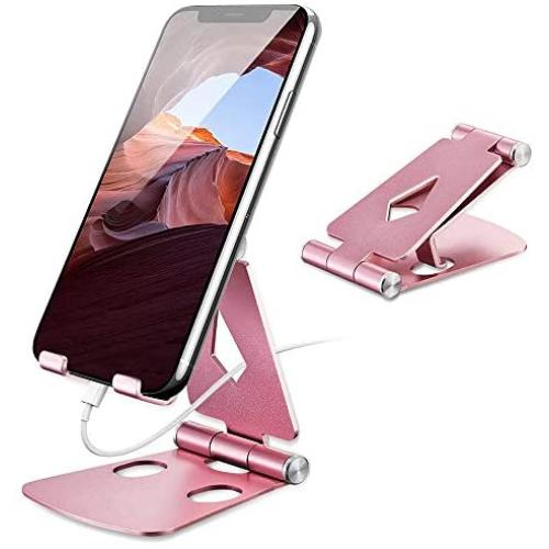 Adjustable Cell Phone Stand, Abdodar Aluminum Desktop Phone Holder Cradle Dock Fully Foldable, Compatible with All Mobile Phone