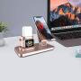 Fingic 3 in 1 Charging Stand for iWatch Series 5/4/3/2/1, Universal Desktop Stand Holder Station for Airpods 2/1,Apple Watch,iPhone 11 Xs Max XR X 8 7 Plus 6s Android Smartphone iPad Tablet, Rose Gold