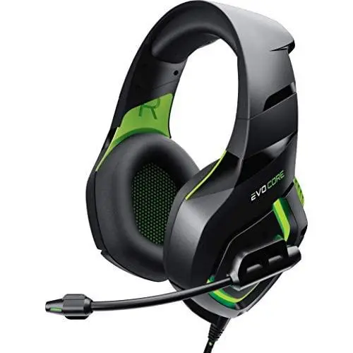 Evo Core Phenom PRO Gaming Headset with Boom Mic XL Ear Pads LED Glow 50mm Drivers, Compatible with PS4, Xbox One Consoles and Mobile Phone Gaming (Green) Evo Core Phenom PRO Gaming Headset with Boom Mic XL Ear Pads LED Glow 50mm Drivers, Compatible with PS4, Xbox One Consoles and Mobile Phone Gaming (Green)