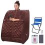 OppsDecor Portable Steam Sauna, 2L Personal Therapeutic Sauna Home Spa for Weight Loss Detox Relaxation Slimming,One Person Sauna with Remote Control,Foldable Chair,Timer(US Plug) (Browne)