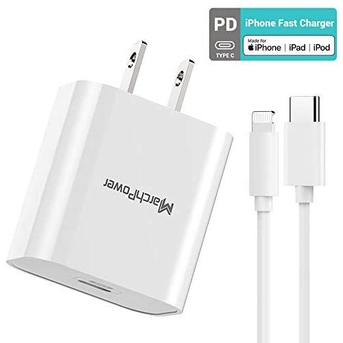 iPhone Fast Charger - MFi Certified - 18W Type C Power Adapter Wall Plug with 6ft C to Lightning Cable Quick Charge Sync Cord Compatible with iPhone SE 11 Pro MAX X XS XR 8 AirPods Pro