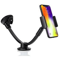 AboveTEK Long Arm Universal Car Phone Mount Holder - Windshield / Dashboard Smartphone Cradle with Two Clamps, Easily Fits iPhone 5/6/6S Plus, Samsung, iPad Tablet (3.5-8 inch) - Secure Suction Cup