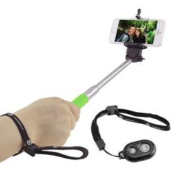 Selfie Stick with Bluetooth Remote for Smartphones - with Universal Phone Holder up to 3.25 Inch in Width - Adjustable Handheld Monopod 11" - 40" - Light, Compact, Easy to Carry