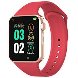 Smart Watch Compatible iOS iPhone Android Samsung，WJPILIS Bluetooth Smart Watch Touchscreen Fitness Activity Tracker with Camera Sleep Monitor Step Counter SIM SD Card Slot for Women Men (Red)