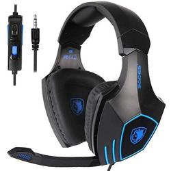 SADES SA819 Gaming Headset, 3.5mm Surround Stereo Wired Gaming Headset, Over Ear Headphones with Mic Revolution Volume Control, Noise Canceling for PC, MAC, PS4, Xbox ONE, Nintendo Switch