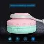 Riwbox WT-7S Bluetooth Headphones Light Up, Foldable Stero Wireless Headset with Microphone and Volume Control for PC/Cell Phones/TV/iPad (Pink Green)