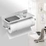 JOOM Paper Towel Holder Wall for Kitchen 13 Inch, Bathroom Tissue Roll Hanger with Mobile Phone Storage Shelf,Space Aluminum, Self Adhesive with Glue or Wall Mount with Screws, Dull Polished Silver