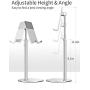 iPad Tablet Holder Stand, Height Angle Adjustable Desktop Cell Phone Stand All Aluminum Compatible with iPhone iPad Pro 11, 9.7, 10.5 Air Mini 4 3 2, Nexus, Tab, Kindle, E-Reader (4-11) - Silver