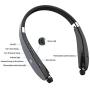 Foldable Bluetooth Headset, Beartwo Lightweight Retractable Bluetooth Headphones for Sports&Exercise, Noise Cancelling Stereo Neckband Wireless Headset (with Carry case)