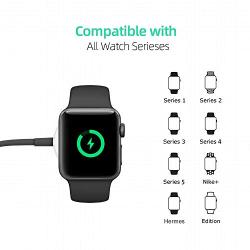 Watch Charger Magnetic 2 in 1 Wireless Braided Charging Cable Compatible with iWatch Series 5/4/3/2/1 iPhone 11/11Pro/Xr/Xs/8/8P Black 3.3ft