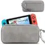 Falytemow Nubuck Leather Portable Carrying Case for Nintendo Switch and Mobile Phone Protective Soft Portable Travel Carry Case Shell Pouch for Nintendo Switch Console and Accessories