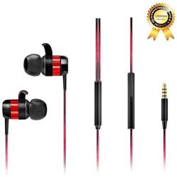 inOpera Wired Earbuds in-Ear Line-in Microphone Dynamic Crystal Clear Sound Earphones Noise Isolating Headset with 3.5 mm Jack Durable Cable for Cell Phones (Red/Black)