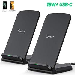 Seneo [2 Pack] 7.5W Qi Fast iPhone Wireless Charger for iPhone SE/11/11 Pro Max/XR/XS/X/8/8P/Airpods Pro, 10W Wireless Charging Pad for Samsung Galaxy Note10/10+/Note9/8, S20/S10/S9,15W for LG V30/V40