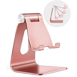 Adjustable Cell Phone Stand,Skejer Stand,2020 Update,Phone Holder,Table Stand,Dock,Aluminum Desktop Stand Compatible with iPhone Galaxy Edge All Smart Phone and Tablets Under 10 inches-Rose Gold