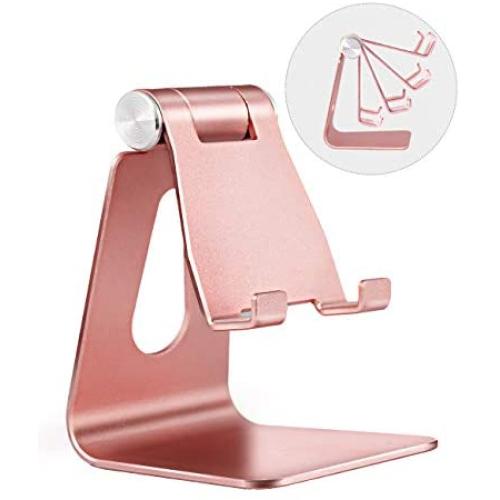Adjustable Cell Phone Stand,Skejer Stand,2020 Update,Phone Holder,Table Stand,Dock,Aluminum Desktop Stand Compatible with iPhone Galaxy Edge All Smart Phone and Tablets Under 10 inches-Rose Gold