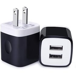 Phone Wall Plug, Charging Plug 2-Pack USB 5V/2.1A Wall Charger Adapter Plug Compatible for iPhone X/8/7, 7 Plus, 6, 6s, 5, 5S, iPad, iPod, Samsung S5 S6 S7 Edge, Google Pixel, HTC, LG, Nokia