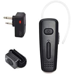 Two Way Radio Bluetooth Headset Wireless Earpiece with 2pin Dongle and Finger PTT Button Compatible for Midland and Icom Walkie Talkie with 2 Pin Earphone Jack