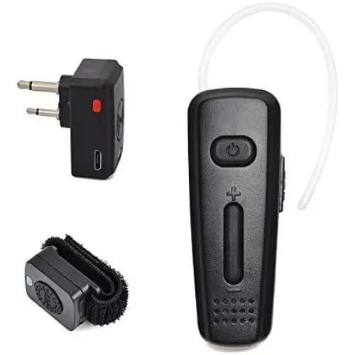 Two Way Radio Bluetooth Headset Wireless Earpiece with 2pin Dongle and Finger PTT Button Compatible for Midland and Icom Walkie Talkie with 2 Pin Earphone Jack