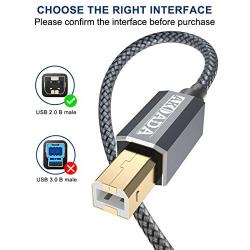 USB 2.0 Printer Cable 6.6ft，Akoada USB Type A Male to B Male Printer Scanner Cord High Speed Compatible with HP, Canon, Dell, Epson, Lexmark, Xerox, Samsung and More