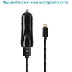 Car Charger, FOBSUNLAND High Speed 3.1A Daul USB Car Charger with 3ft Charging Cord Compatible with iPhone 7 7Plus 6 6Plus 6s 6sPlus 5 5S 5C SE,iPad and More (Black)