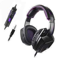 Sades SA920 3.5mm Wired Over Ear Stereo Bass Gaming Headphone Headset with Microphone for New Box one/ PS4/ PC/iOS/Computer/Smart Phones/Mobiles/Laptop/Mac /(Black Purple)
