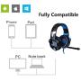 G2000 Stereo Gaming Headset for PS4 Xbox One, Bass Over-Ear Headphones with Mic, LED Lights and Volume Control for Laptop, PC, Mac, iPad, Computer, Smartphones, Blue(Blue)