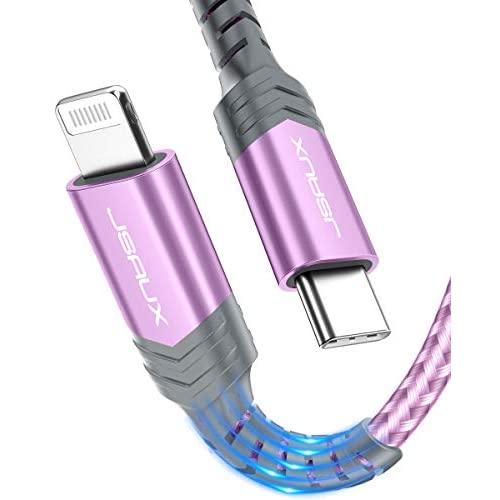 USB C to Lightning Cable 6ft, JSAUX [Apple MFi Certified] Support Power Delivery Fast Charging iPhone USB-C Charger Compatible with iPhone 11/11 Pro/11 Pro Max/X/XS/XR/XS Max/8/8 Plus(Purple)