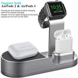 Deszon Wireless Charger Designed for Apple Watch Stand Compatible with Apple Watch Series 5 4 3 2 1, AirPods Pro Airpods and iPhone SE 11 11 pro 11 Pro Max Xs X Max XR X 8 8Plus (No Adapter)Space Gray